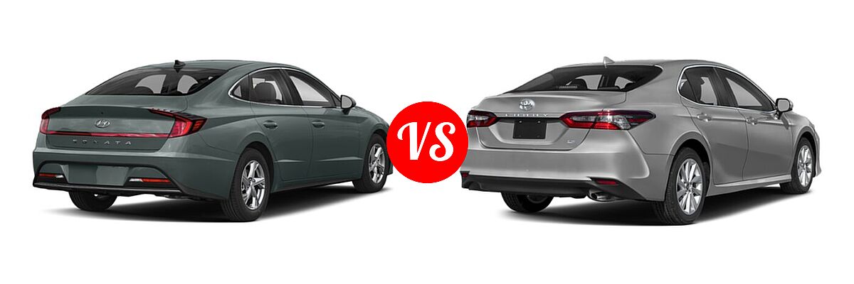 2021 Hyundai Sonata Sedan SE vs. 2021 Toyota Camry Sedan LE - Rear Right Comparison