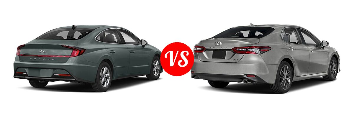 2021 Hyundai Sonata Sedan SE vs. 2021 Toyota Camry Sedan XLE / XLE V6 - Rear Right Comparison
