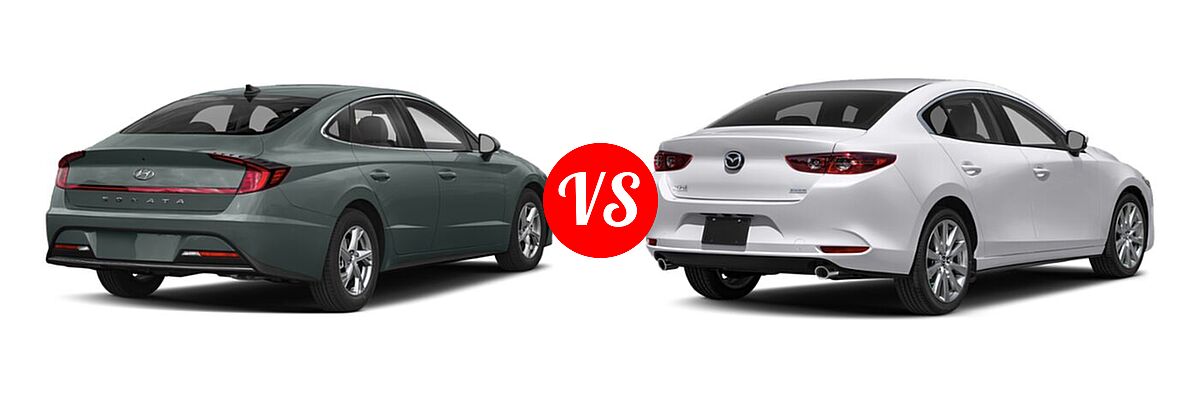 2021 Hyundai Sonata Sedan SE vs. 2021 Mazda 2 Sedan Select - Rear Right Comparison