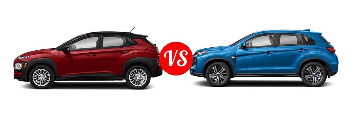 2021 Hyundai Kona SUV SE / SEL / SEL Plus vs. 2021 Mitsubishi Outlander Sport SUV ES / LE - Side Comparison
