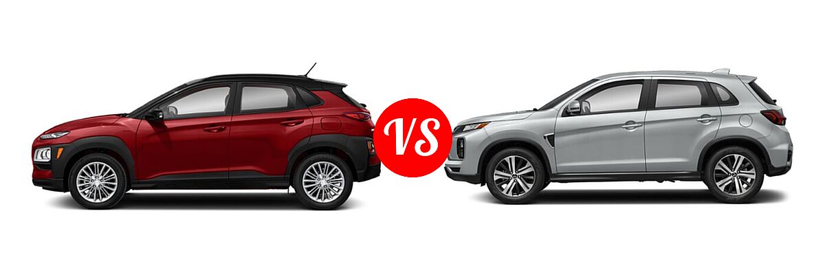 2021 Hyundai Kona SUV SE / SEL / SEL Plus vs. 2021 Mitsubishi Outlander Sport SUV GT / SE - Side Comparison