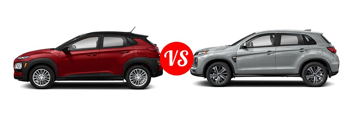 2021 Hyundai Kona SUV SE / SEL / SEL Plus vs. 2021 Mitsubishi Outlander Sport SUV S - Side Comparison
