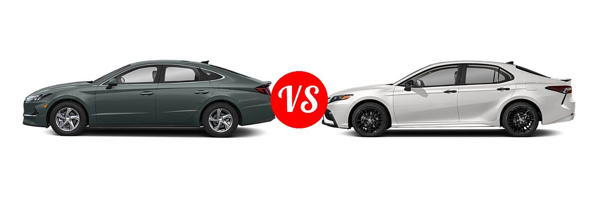 2021 Hyundai Sonata Sedan SE vs. 2021 Toyota Camry Sedan SE Nightshade - Side Comparison