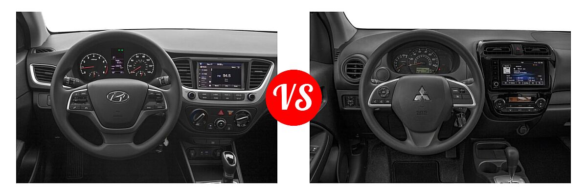 2021 Hyundai Accent Sedan SEL vs. 2021 Mitsubishi Mirage G4 Sedan Carbonite Edition / ES / LE / SE - Dashboard Comparison