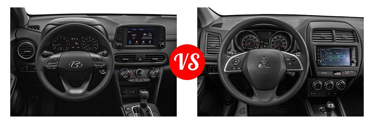 2021 Hyundai Kona SUV SE / SEL / SEL Plus vs. 2021 Mitsubishi Outlander Sport SUV ES / LE - Dashboard Comparison