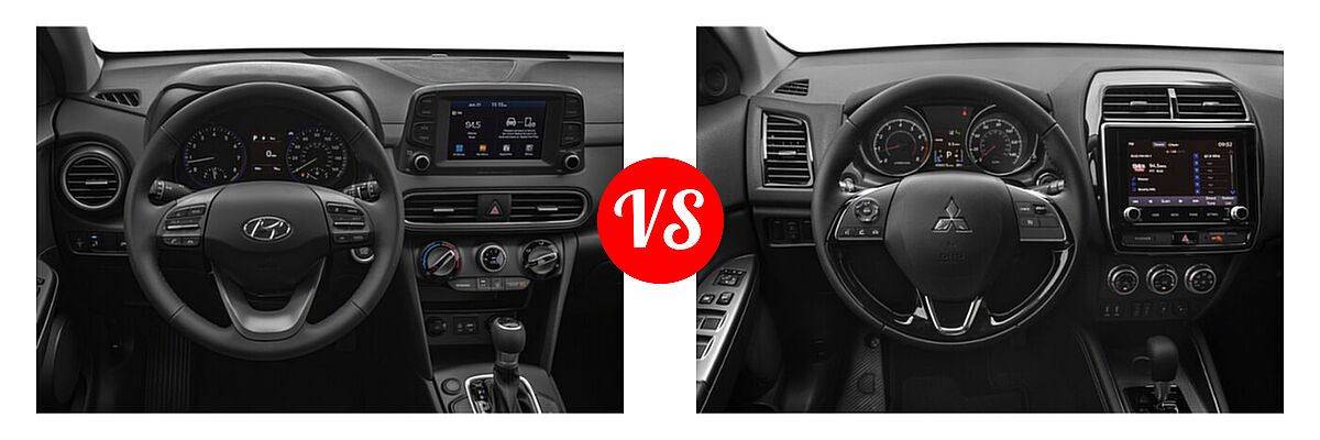 2021 Hyundai Kona SUV SE / SEL / SEL Plus vs. 2021 Mitsubishi Outlander Sport SUV GT / SE - Dashboard Comparison