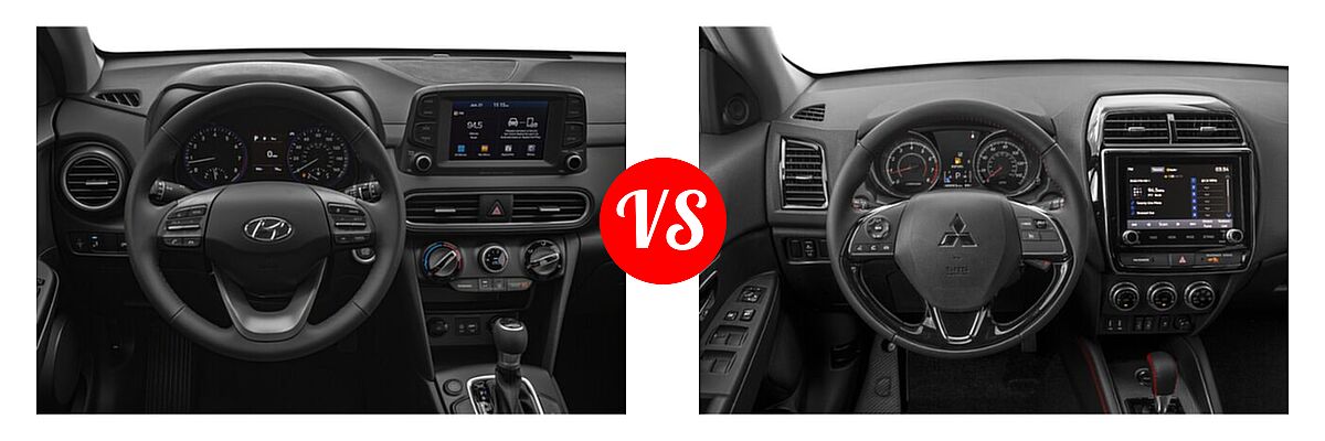 2021 Hyundai Kona SUV SE / SEL / SEL Plus vs. 2021 Mitsubishi Outlander Sport SUV BE - Dashboard Comparison