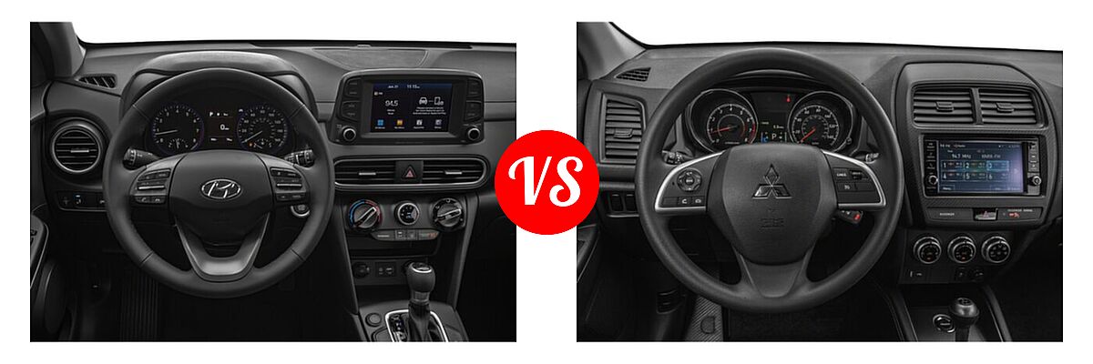2021 Hyundai Kona SUV SE / SEL / SEL Plus vs. 2021 Mitsubishi Outlander Sport SUV S - Dashboard Comparison