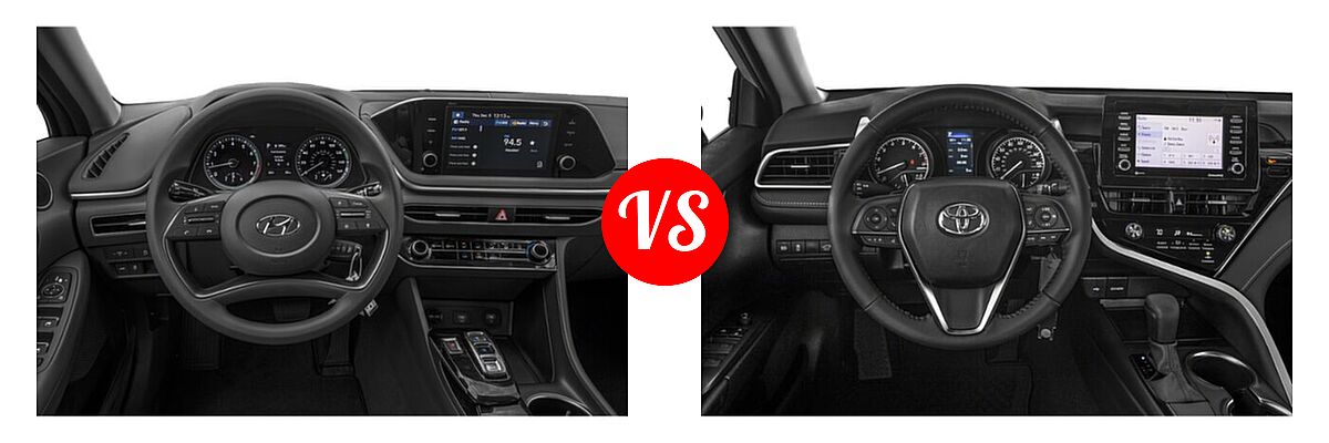 2021 Hyundai Sonata Sedan SE vs. 2021 Toyota Camry Sedan SE Nightshade - Dashboard Comparison