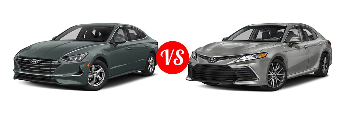 2021 Hyundai Sonata Sedan SE vs. 2021 Toyota Camry Sedan XLE / XLE V6 - Front Left Comparison