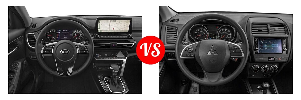 2021 Kia Seltos SUV SX vs. 2021 Mitsubishi Outlander Sport SUV ES / LE - Dashboard Comparison