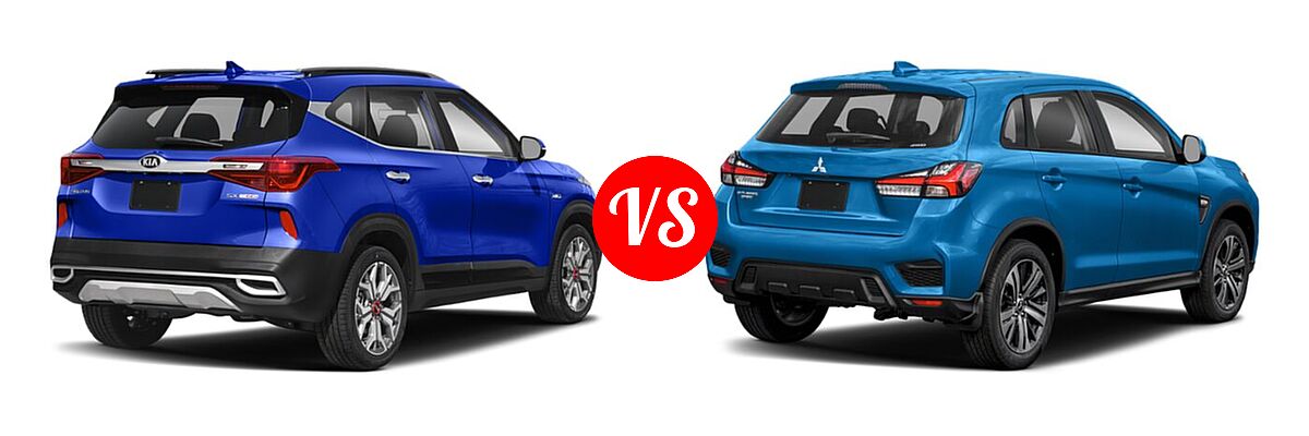 2021 Kia Seltos SUV SX vs. 2021 Mitsubishi Outlander Sport SUV ES / LE - Rear Right Comparison
