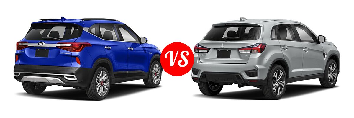 2021 Kia Seltos SUV SX vs. 2021 Mitsubishi Outlander Sport SUV GT / SE - Rear Right Comparison