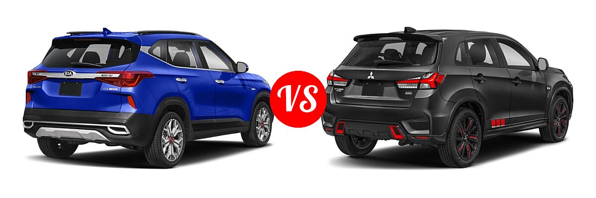 2021 Kia Seltos SUV SX vs. 2021 Mitsubishi Outlander Sport SUV BE - Rear Right Comparison