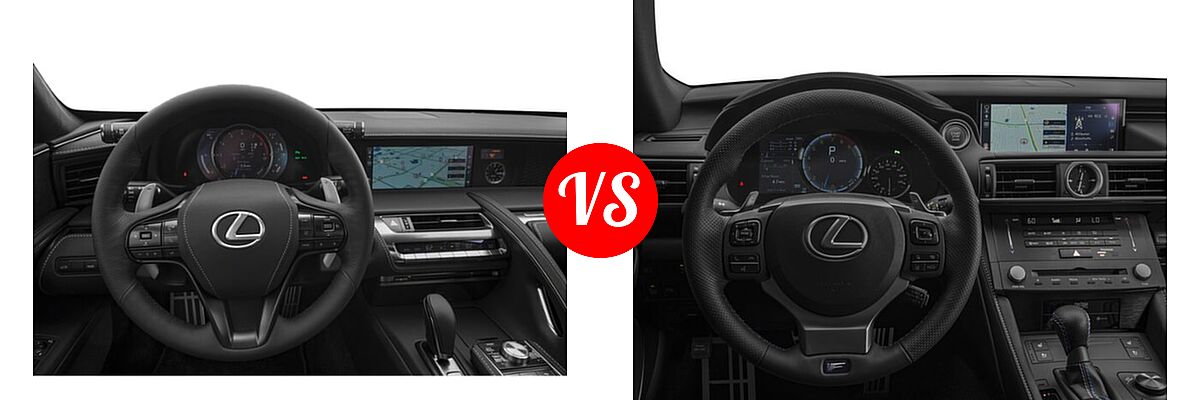 2021 Lexus LC 500 Coupe LC 500 vs. 2018 Lexus RC F Coupe RWD - Dashboard Comparison