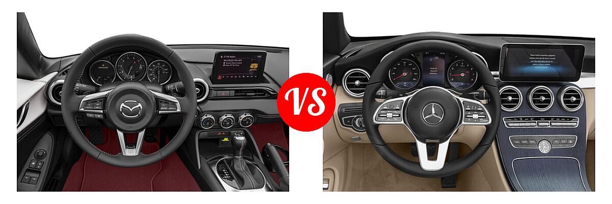 2020 Mazda MX-5 Miata Convertible 100th Anniversary vs. 2020 Mercedes-Benz C-Class Convertible C 300 - Dashboard Comparison