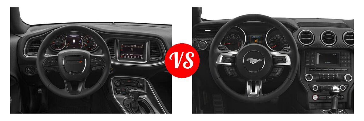 2021 Dodge Challenger Coupe SXT vs. 2021 Ford Mustang Coupe EcoBoost / EcoBoost Premium / GT / GT Premium - Dashboard Comparison