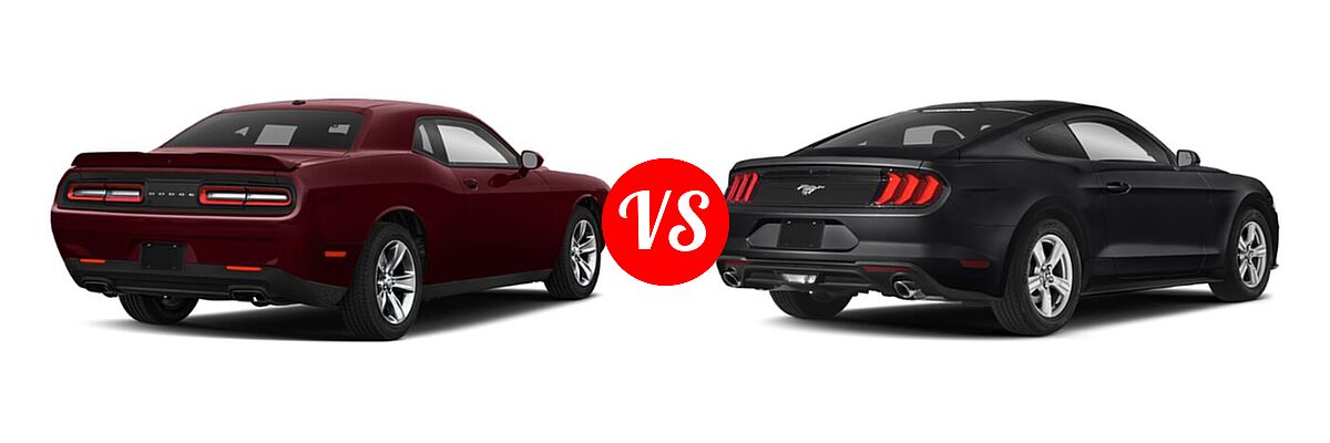 2021 Dodge Challenger Coupe SXT vs. 2021 Ford Mustang Coupe EcoBoost / EcoBoost Premium / GT / GT Premium - Rear Right Comparison