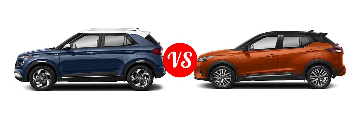 2021 Hyundai Venue SUV Denim vs. 2021 Nissan Kicks SUV SR - Side Comparison