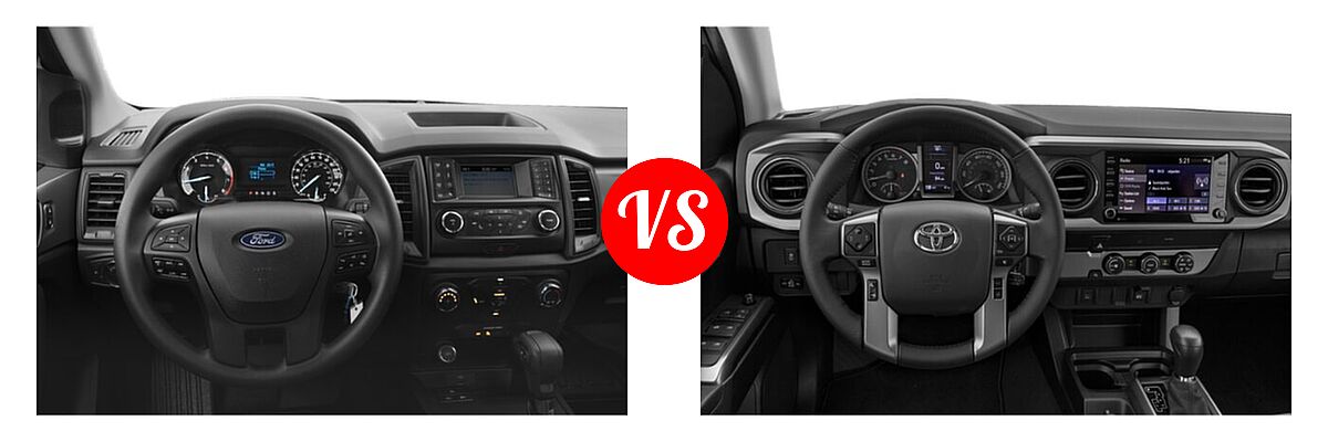 2021 Ford Ranger SuperCab Pickup XL vs. 2021 Toyota Tacoma 2WD Pickup SR5 - Dashboard Comparison