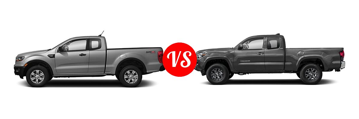 2021 Ford Ranger SuperCab Pickup XL vs. 2021 Toyota Tacoma 2WD Pickup SR / SR5 - Side Comparison
