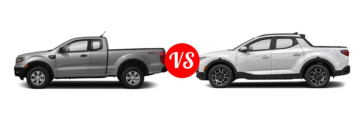 2021 Ford Ranger SuperCab Pickup XL vs. 2022 Hyundai Santa Cruz Pickup SEL Premium - Side Comparison
