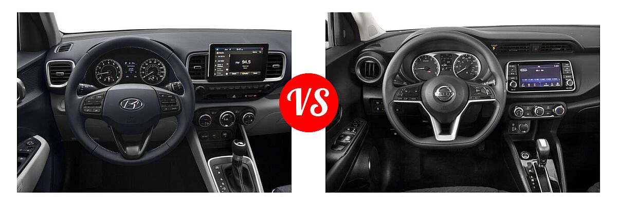 2021 Hyundai Venue SUV Denim vs. 2021 Nissan Kicks SUV S / SV - Dashboard Comparison