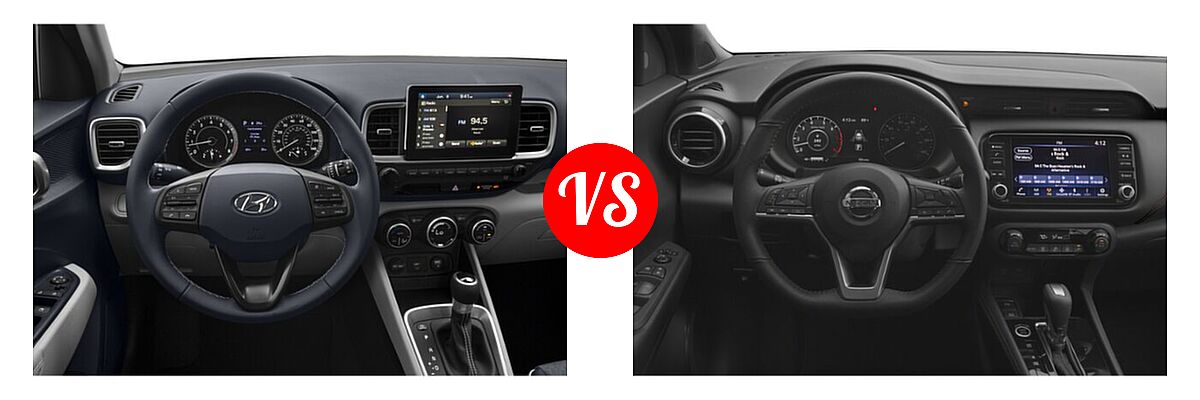 2021 Hyundai Venue SUV Denim vs. 2021 Nissan Kicks SUV SR - Dashboard Comparison