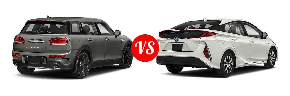 2021 MINI Clubman Hatchback Cooper S vs. 2021 Toyota Prius Prime Hatchback PHEV LE / XLE - Rear Right Comparison