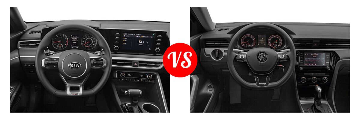 2021 Kia K5 Sedan GT-Line vs. 2021 Volkswagen Passat Sedan 2.0T S / 2.0T SE - Dashboard Comparison