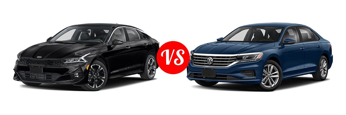 2021 Kia K5 Sedan GT-Line vs. 2021 Volkswagen Passat Sedan 2.0T S / 2.0T SE - Front Left Comparison