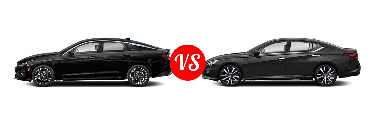 2021 Kia K5 Sedan GT-Line vs. 2021 Nissan Altima Sedan 2.5 Platinum / 2.5 SL / 2.5 SV - Side Comparison