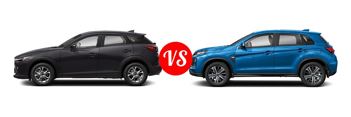 2021 Mazda CX-3 SUV Sport vs. 2021 Mitsubishi Outlander Sport SUV ES / LE - Side Comparison