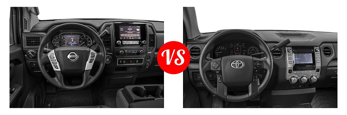 2021 Nissan Titan King Cab Pickup PRO-4X / S / SV vs. 2021 Toyota Tundra 2WD Pickup SR / SR5 - Dashboard Comparison