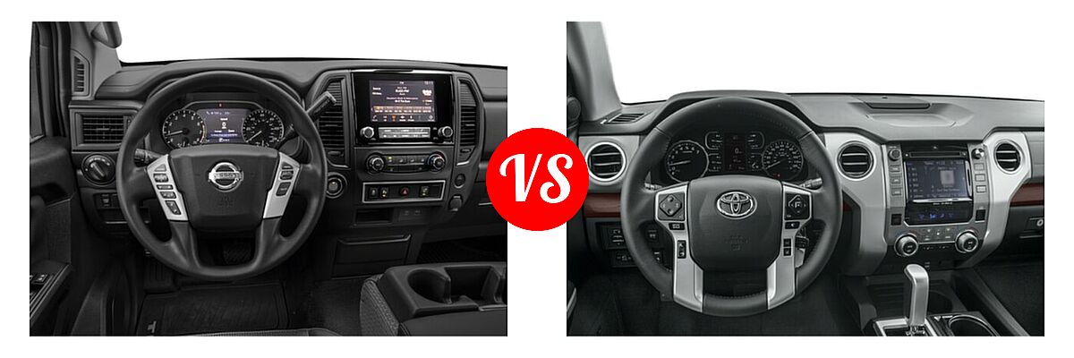 2021 Nissan Titan King Cab Pickup PRO-4X / S / SV vs. 2021 Toyota Tundra 2WD Pickup Platinum - Dashboard Comparison