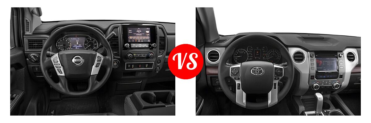 2021 Nissan Titan King Cab Pickup PRO-4X / S / SV vs. 2021 Toyota Tundra 2WD Pickup Limited - Dashboard Comparison