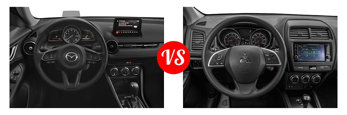 2021 Mazda CX-3 SUV Sport vs. 2021 Mitsubishi Outlander Sport SUV ES / LE - Dashboard Comparison