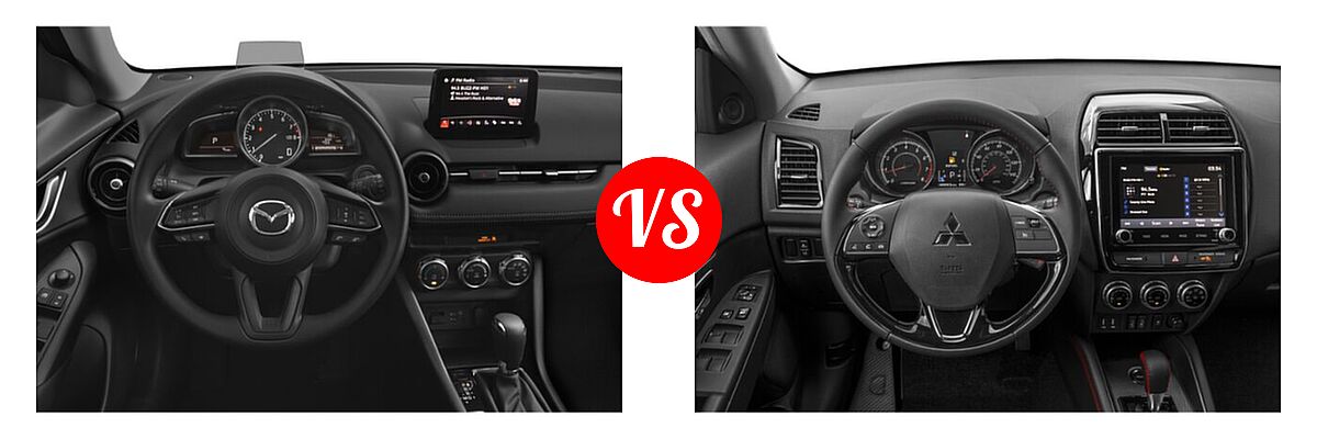 2021 Mazda CX-3 SUV Sport vs. 2021 Mitsubishi Outlander Sport SUV BE - Dashboard Comparison