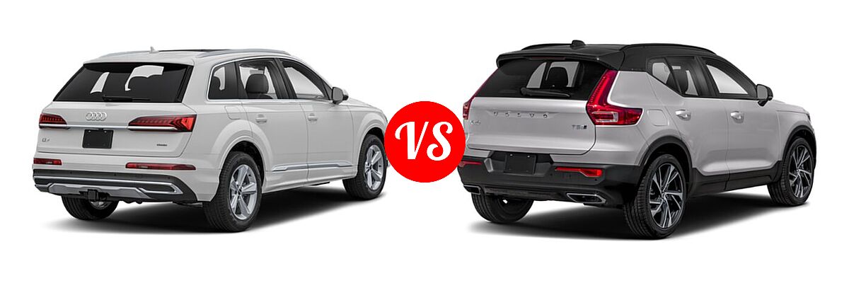 2021 Audi Q7 SUV Premium / Premium Plus / Prestige vs. 2019 Volvo XC40 SUV R-Design - Rear Right Comparison