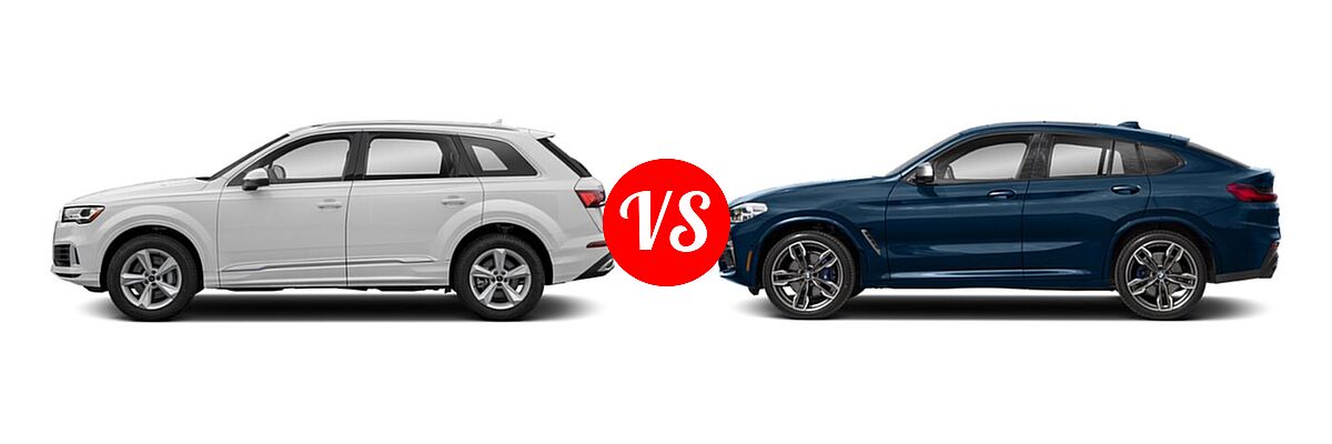 2021 Audi Q7 SUV Premium / Premium Plus / Prestige vs. 2019 BMW X4 M40i SUV M40i - Side Comparison