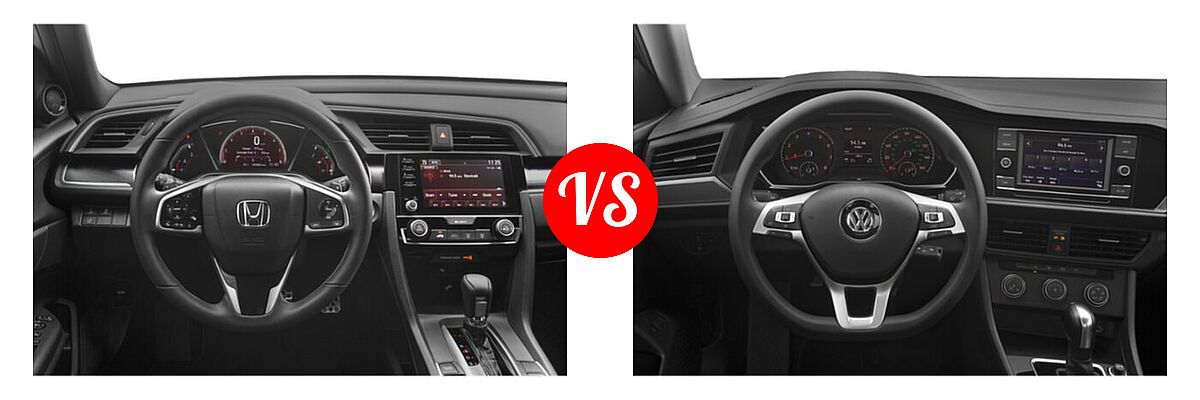 2021 Honda Civic Sedan Sport vs. 2021 Volkswagen Jetta Sedan S / SE / SEL / SEL Premium - Dashboard Comparison