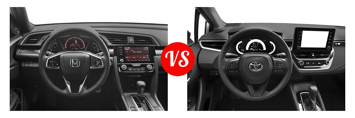2021 Honda Civic Sedan Sport vs. 2021 Toyota Corolla Sedan Hybrid Hybrid LE - Dashboard Comparison