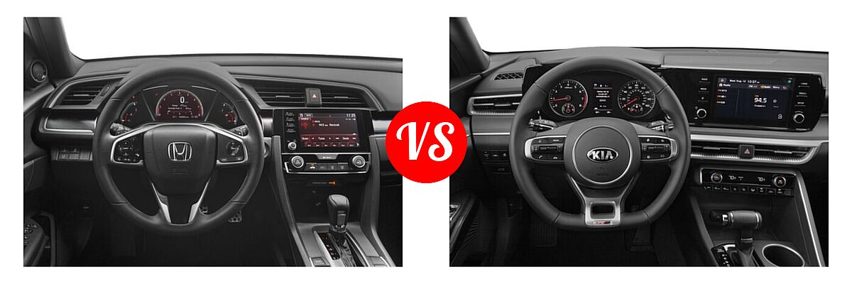2021 Honda Civic Sedan Sport vs. 2021 Kia K5 Sedan GT-Line - Dashboard Comparison