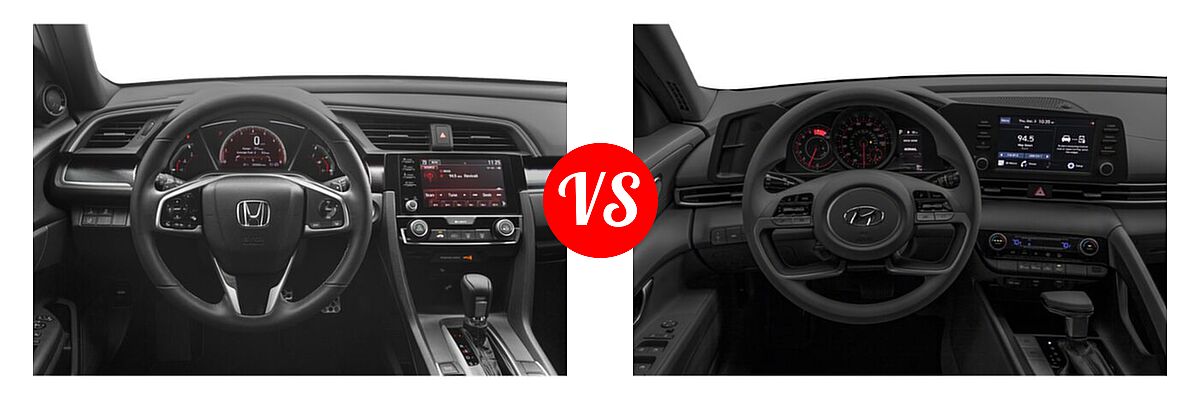 2021 Honda Civic Sedan Sport vs. 2021 Hyundai Elantra Sedan SEL - Dashboard Comparison