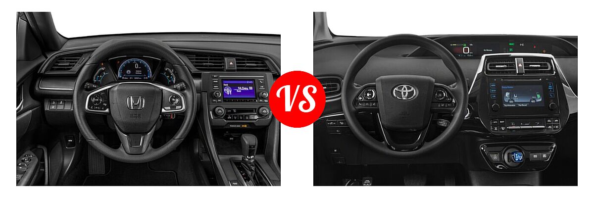 2021 Honda Civic Hatchback LX vs. 2021 Toyota Prius Hatchback Hybrid 20th Anniversary Edition / L Eco / XLE - Dashboard Comparison