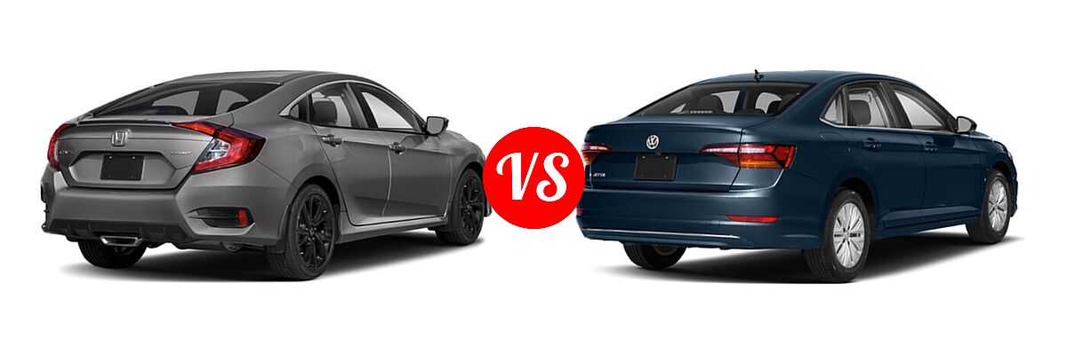 2021 Honda Civic Sedan Sport vs. 2021 Volkswagen Jetta Sedan S / SE / SEL / SEL Premium - Rear Right Comparison
