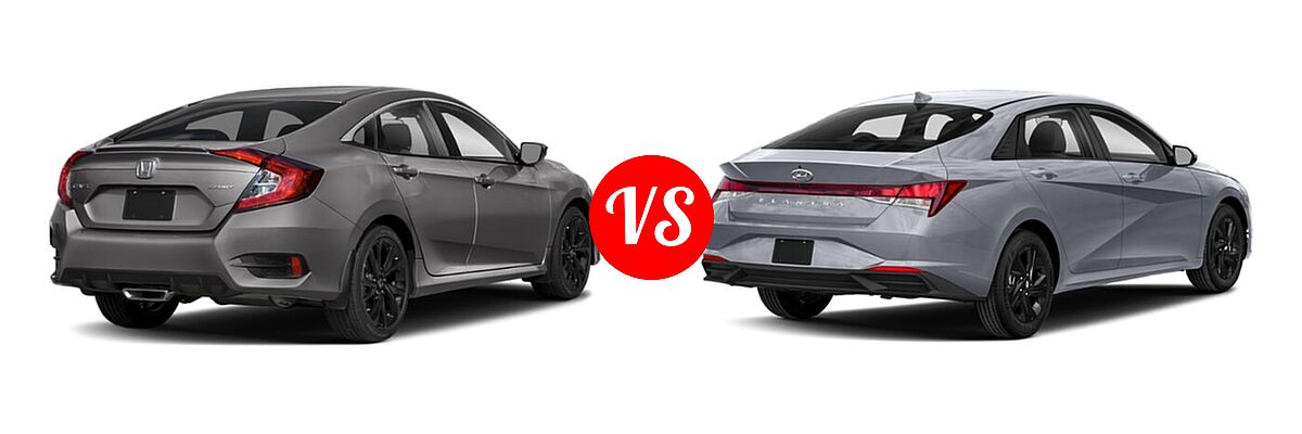 2021 Honda Civic Sedan Sport vs. 2021 Hyundai Elantra Sedan SEL - Rear Right Comparison