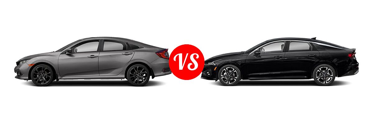 2021 Honda Civic Sedan Sport vs. 2021 Kia K5 Sedan GT-Line - Side Comparison