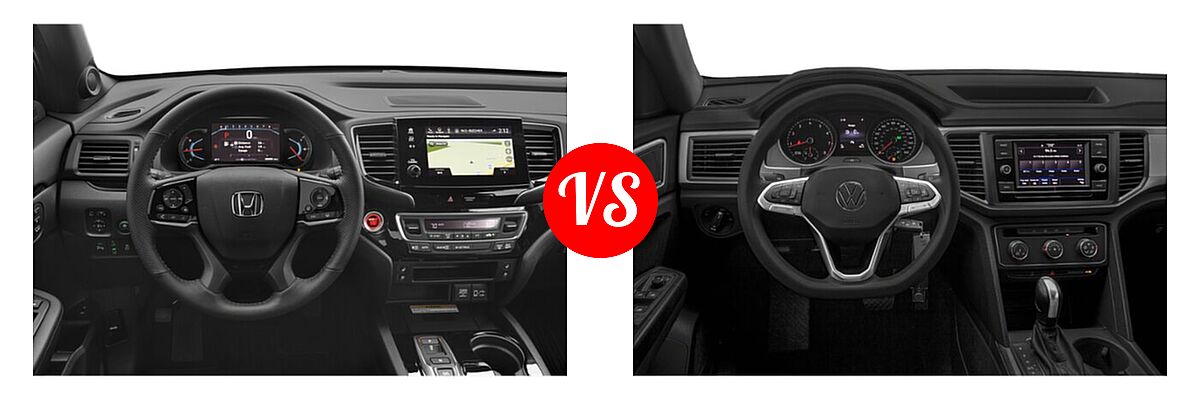 2021 Honda Passport SUV Elite vs. 2021 Volkswagen Atlas Cross Sport SUV 2.0T S / 2.0T SE / 2.0T SE w/Technology / 2.0T SEL / 2.0T SEL Premium / 3.6L V6 SE w/Technology / 3.6L V6 SE w/Technology R-Line / 3.6L V6 SEL / 3.6L V6 SEL Premium / 3.6L V6 SEL Premium R-Line / 3.6L V6 SEL R-Line - Dashboard Comparison