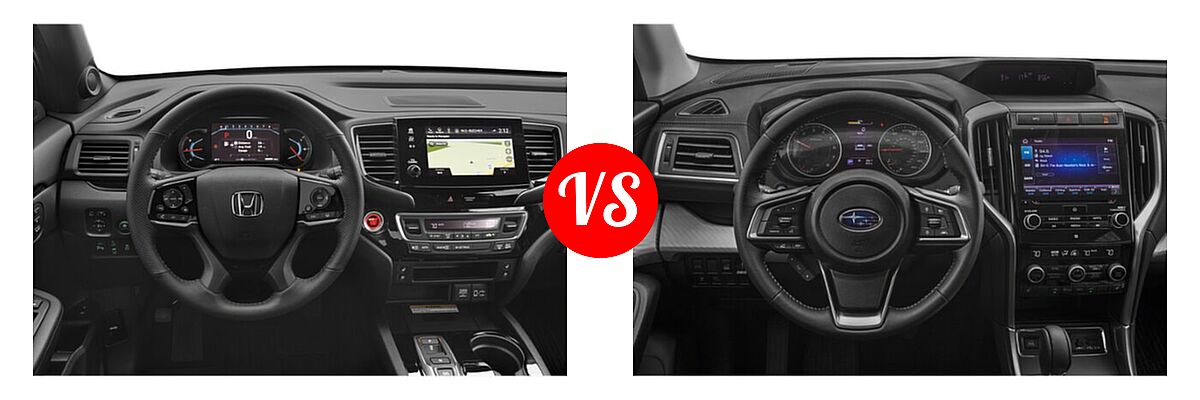 2021 Honda Passport SUV Elite vs. 2021 Subaru Ascent SUV 8-Passenger - Dashboard Comparison
